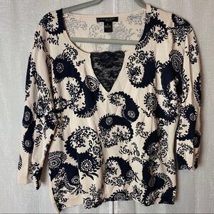 August Silk cream and black with lace ~XL